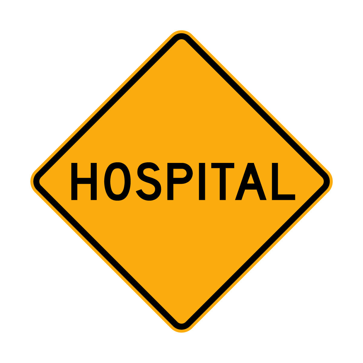 Warning: Hospital Ahead Sign