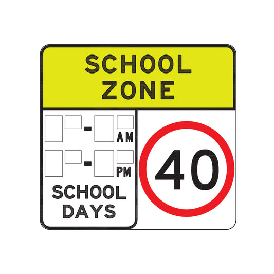 School Zone 40km Speed Limit Sign