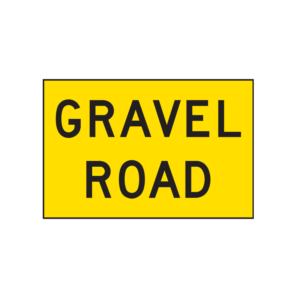 Warning: Gravel Road Sign