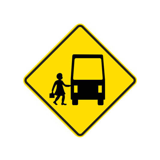 Warning: School Bus Sign - Rear View